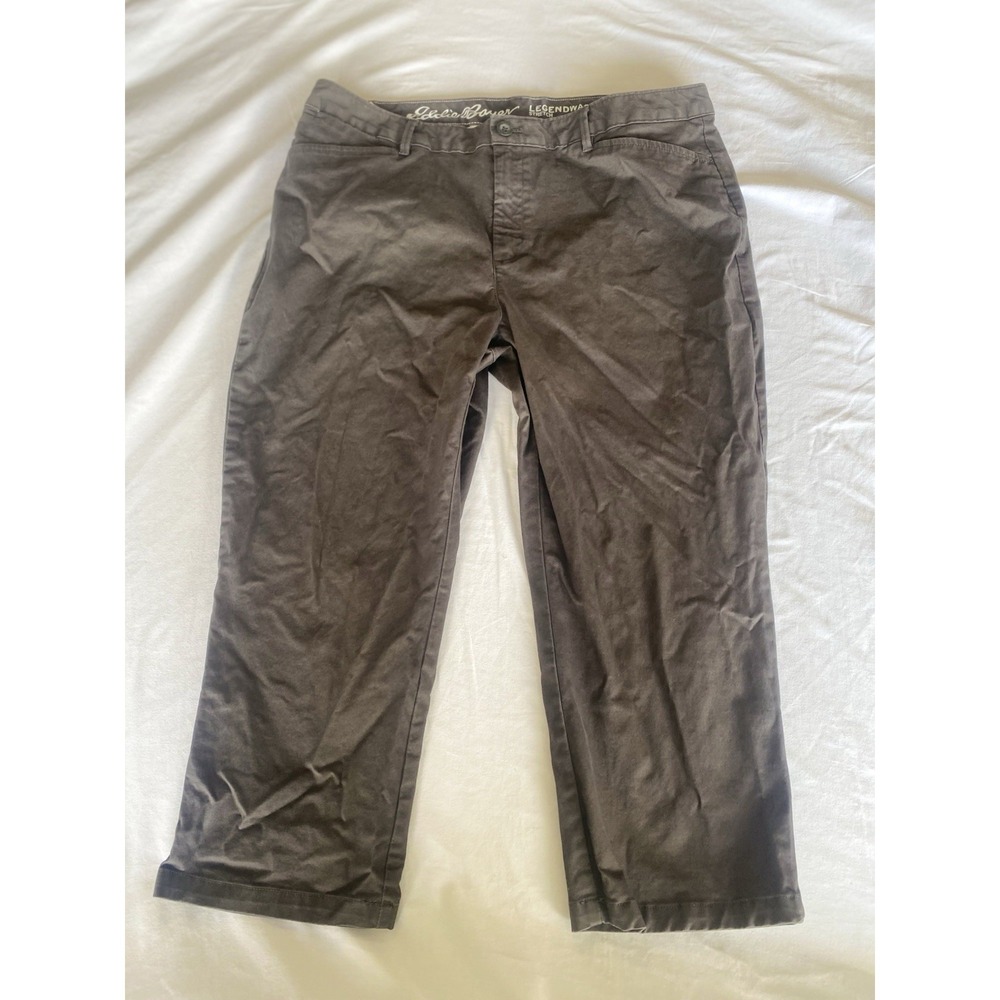 Eddie Bauer Womens Charcoal Gray Plus Size Cropped Chino Pants 18 Legendwash